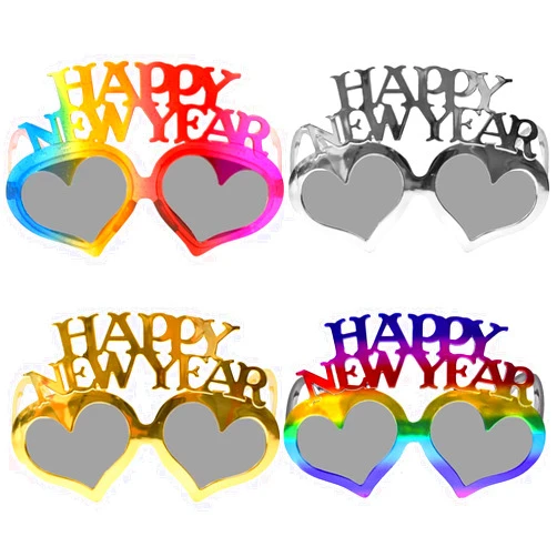 Fegdyi 4 Pack Happy New Year Eyeglasses Fancy New Year Party Glasses Funny Sunglasses Eyewear