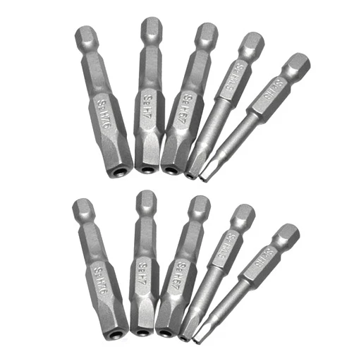 SeonFook 10pcs Pentagon Head Screwdriver Bits Set Magnetic Pentagonal Drive Bit 1/4 Inch Hex Shank S2 Steel Security Tamper Proof Screw Driver Bit Set 2-Inch Length [H3-H7.6]