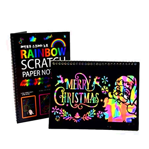 Alitaver NewtonTech kid' Paper Craft kit Scratch Art Doodle Notebook/Pad,Pack of 2,10.2 inchX7.5 inch,16K,Rainbow Scratch Paper Note,as Educational Toys,Gift Choice for Birthday,Holidays,Christmas,New Year