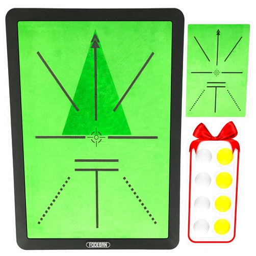FODESAN Golf Hitting Mat - Instant Swing Path Feedback with Compact Velvet Surface, Replaceable Pads & 8 Foam Balls for Indoor/Outdoor Training, Ideal for All Skill Levels (16
