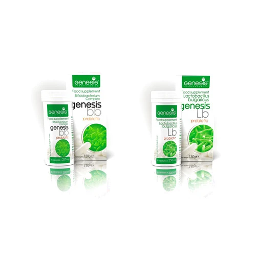Genesis LABORATORIES Super Pack of 2 Genesis Probiotics: Genesis Bifidobacterium Complex BB Probiotic 30 Capsules of 240 mg and Genesis LB Probiotic 30 Capsules of 240 mg