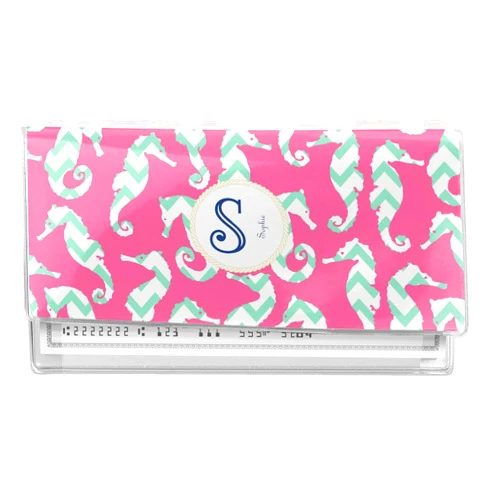 RNK Shops Personalized Sea Horses Vinyl Checkbook Cover