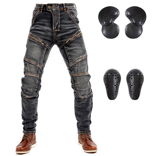 LOMENG Motorcycle Riding Pants Motocross Ricing Jeans Motorbike Denim Jeans with CE Removable Armored for Men