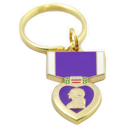 EEC, Inc. Purple Heart Key Ring Military Key Chains Collectibles Gifts Men Women Veterans, Multicoloured, 1-5/8