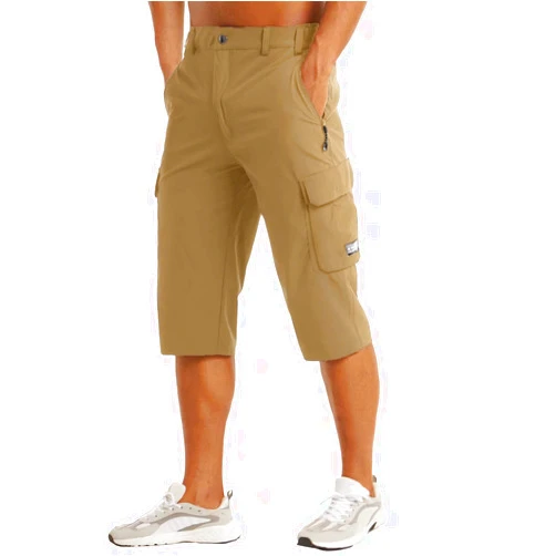 MAGCOMSEN Men's Workout Gym Shorts Quick Dry 3/4 Capri Pants Zipper Pockets Hiking Athletic Running Shorts