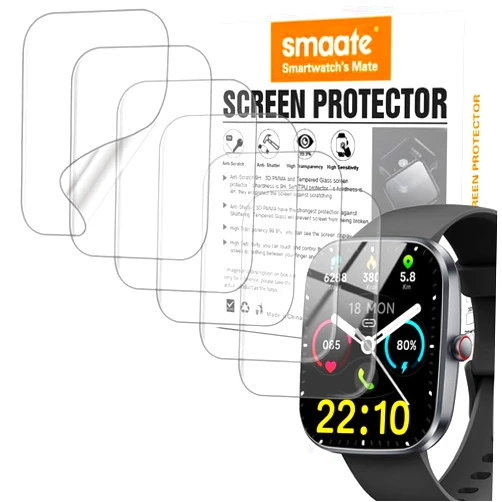 Smaate Screen Protector Compatible with Soudorv Kuizil T70 1.91 inches Smart Watch, Soft TPU, 6-pack, Full Coverage, Bubble Self-healing