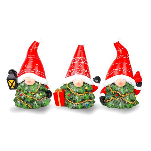 MorTime Set of 3 Christmas Gnomes Table Decorations, Resin Gnome with Gift Box Xmas Tree Centerpieces for Desk Shelf Fireplace Winter Holiday Christmas Decor