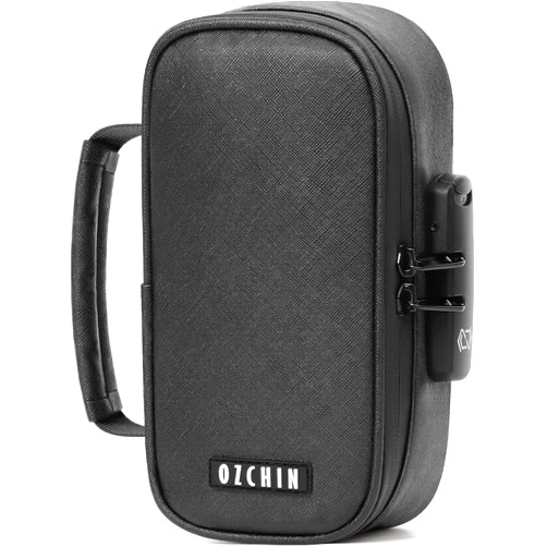 OZCHIN Smell Proof Bag with Combination Lock File Organizer Case Container Medicine Lock Box Odorless Storage Bag Great Gift for Friend (Black, S)