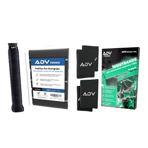 ADV Tennis Ultra Dry FeltTac Overgrips and New Age Polyester and Cotton Blend Wristbands