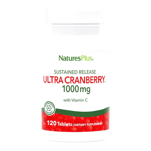 Natures Plus NaturesPlus Ultra Cranberry - 120 Vegetarian Tablets - 1000 mg Sustained Release - Natural Cranberry with Vitamin C - Promotes Urinary Tract Health - Non-GMO, Gluten Free - 60 Servings