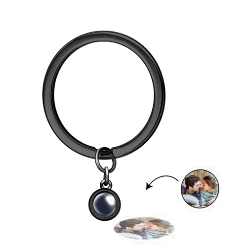 ZoikOm Custom Photo Projection Keychain Stainless Steel Circle Projection Keychain Custom Photo Keychain