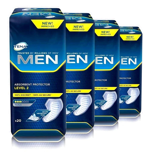 Tena for Men Level 2 Guard for Men, Super Absorbency Incontinence Protector 20 ct EA (Pack of 4) 80 ct Total