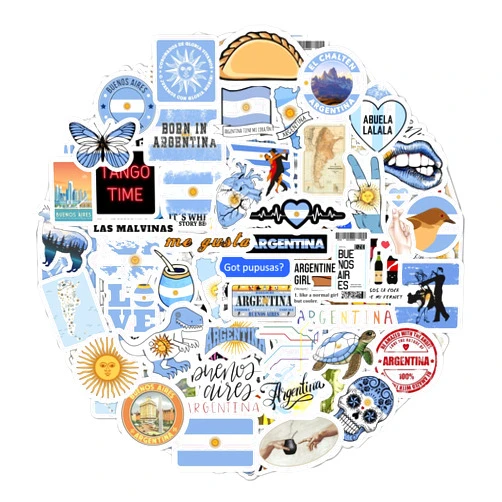BulbaCraft Argentina Stickers for Water Bottle and Laptop - Argentina Party Favors & Decorations, Waterproof Vinyl Cultural Decals, Argentine Flag and Icon Stickers Laptop Decals