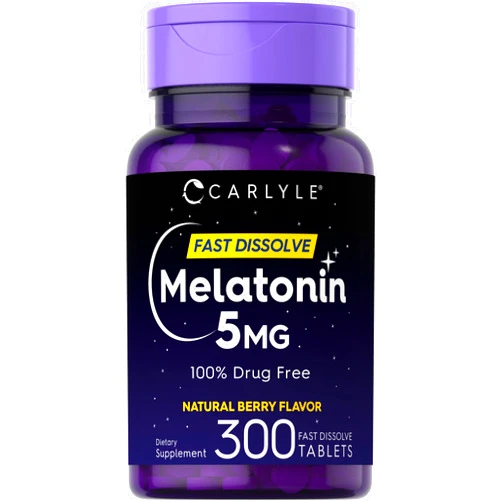Carlyle Melatonin 5 mg Fast Dissolve 300 Tablets | Berry Flavor | Vegetarian, Non-GMO Supplement