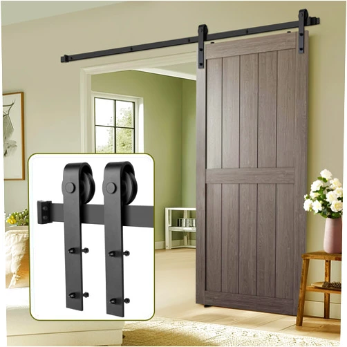 Moquin Barn Door Hardware Kit, 5 Feet Heavy Duty Sliding Door Hardware kit, Sturdy Carbon Steel Flat Track, Smooth & Quiet, Max Fit Single Door 30