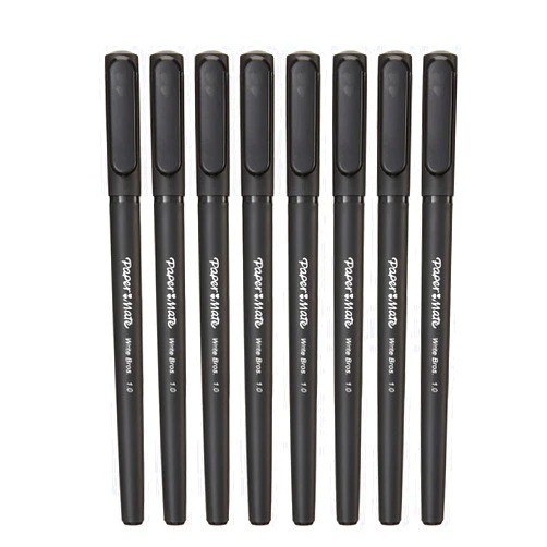 Paper Mate Write Bros Ballpoint Stick Pen, Black Ink with Black Barrel, 1mm Medium Point - 8 Pack (2140570)