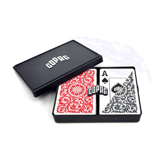 Copag 1546 Design 100% Plastic Playing Cards, Bridge Size (Narrow) Red/Black Double Deck Set (Jumbo Index)