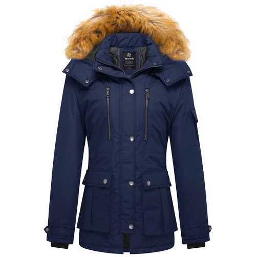 wantdo Women's Quilted Winter Coat Warm Puffer Jacket Thicken Parka with Removable Hood