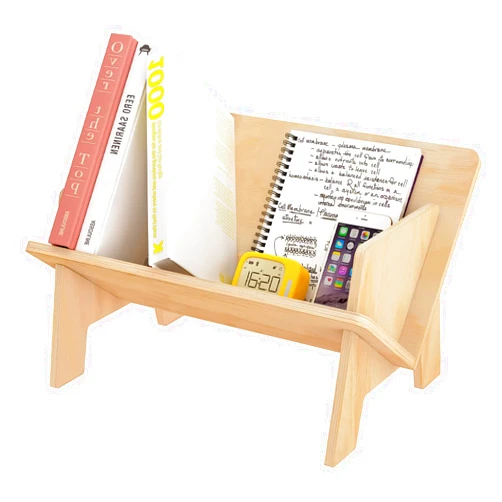 RekRang Wooden Tabletop Bookshelf Titled Desktop Bookshelf Cookbook Shelf,Small Bookcases for Magazine Books CDs,Book Rack Desk Book Organizer in Living Room/Office/Bedroom (Burlywood)
