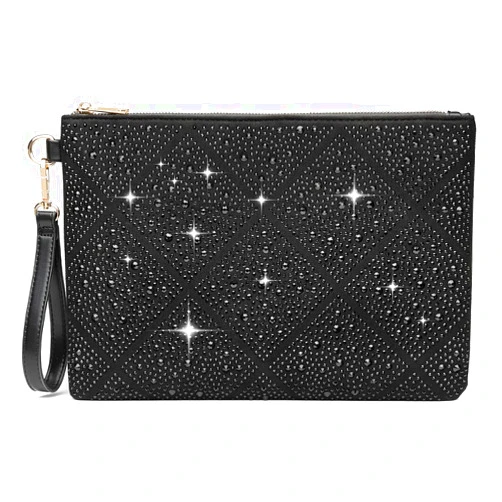 ER.Roulour Evening Bag for Women Rhinestone Crystal Envelope Clutch Purses Large Square Handbags for Party Wedding Prom