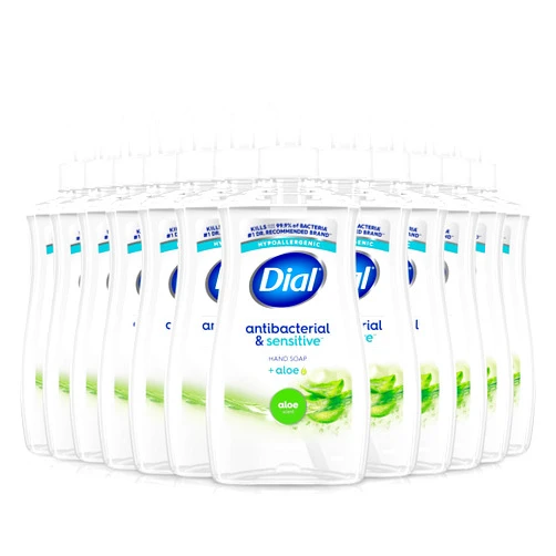 Dial Antibacterial Defense Liquid Hand Soap + Aloe, Aloe Scent, 11 Fl Oz (Pack of 12), Dermatologist-Tested Hand Wash, Gentle Formula