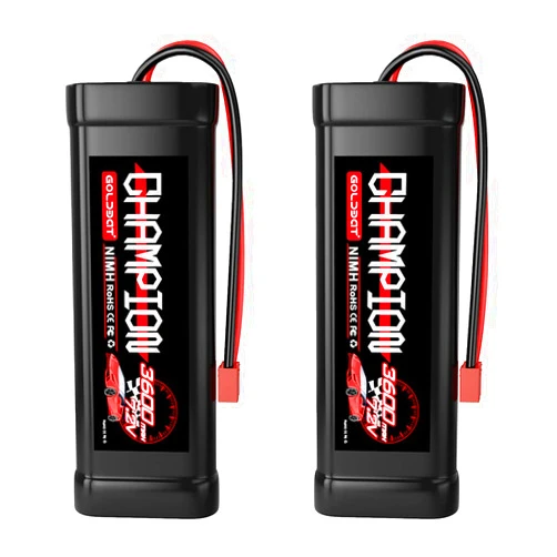 GOLDBAT 3600mAh 7.2V NiMH Battery with T Connector for RC Car RC Truck LOSI Associated HPI Kyosho Tamiya Hobby (2 Pack)