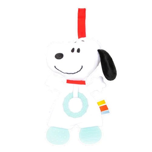 Kids Preferred Peanuts Snoopy Baby Sensory Toy Crinkle Blanket Stuffed Animal for Newborn Infants and Babies Teether Toys with Stroller Car Seat Loop
