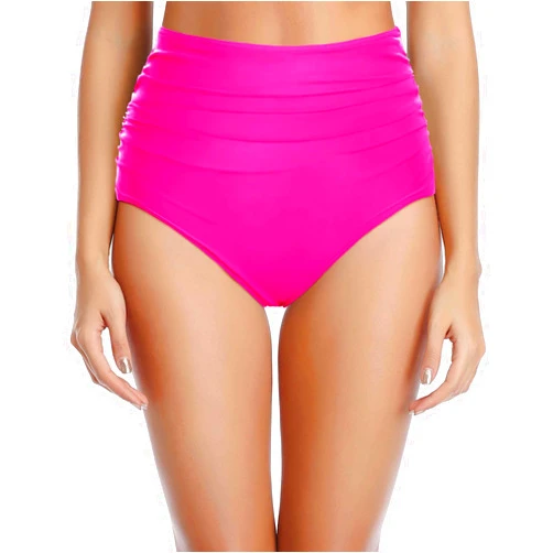 Zmart Women High Waisted Bikini Bottoms Tummy Control Full Coverage Swim Bottom Front Ruched Bathing Swimsuit
