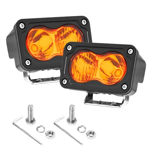 ANGU-OFFROAD Amber LED Pods, 2PCS 3 Inch 40W CREE LED Fog Lights Combo Beam LED Bumper Lights Super Bright LED Work Light Small LED Auxiliary Lights Offroad Lights for Truck Dirt Bike SUV UTV ATV