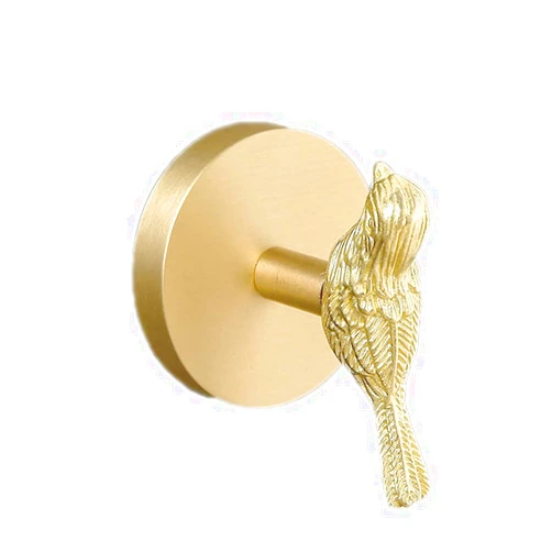 JfwuHap HwrtYeg Bird Shape Hooks 1 Pcs Brass Hooks Wall Brushed Gold Towel Robe HooksNo Drill for Bathroom Kitchen Hanging Key Hat Coat Hooks SUS304 Stainless Steel Brushed Brass Hooks