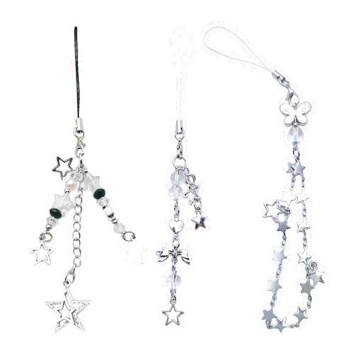 MGBISYI 3 PCS Cute Y2K Phone Charm Keychain Bag Accessory Star Phone Strap Phone Jewelry Alloy Material For Fashion Lover Y2k Phone Chain Decor