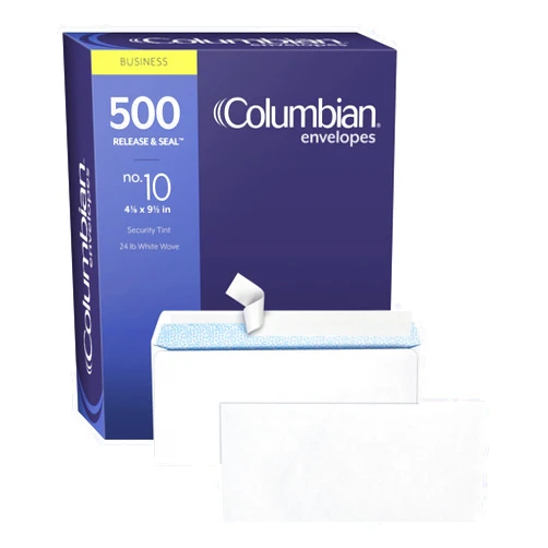 Columbian #10 Security Envelopes, 500/Box, No Window, 4-1/8 x 9-1/2 Inches, Release & Seal Self Seal, White (COLO151)