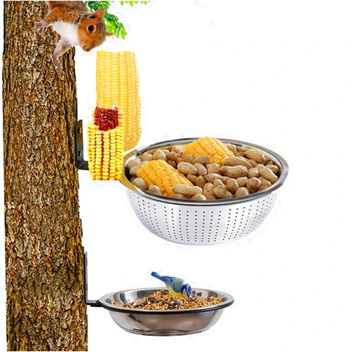 Karshall 2 Pack Squirrel Picnic Table Feeder for Garden Backyard,Removable Bowl with Drainage Holes,Longlasting Corn Cob Chipmunk Feeders for Outside,Solid Structure Easy to Install and Clean