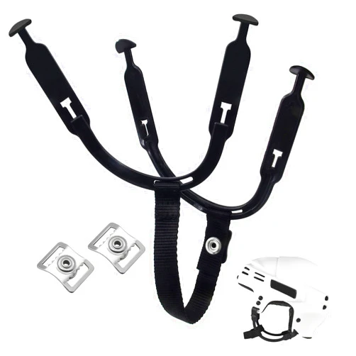 MingQiEven 1 Set Hockey Helmet Chin Strap with 2 Stainless Steel Single Strengthened Snap, Hockey Ear Sling Loops for Ice Hockey Helmet, Ice Hockey Chin Strap Replacement Parts Ear Sling Loop Repair Kit