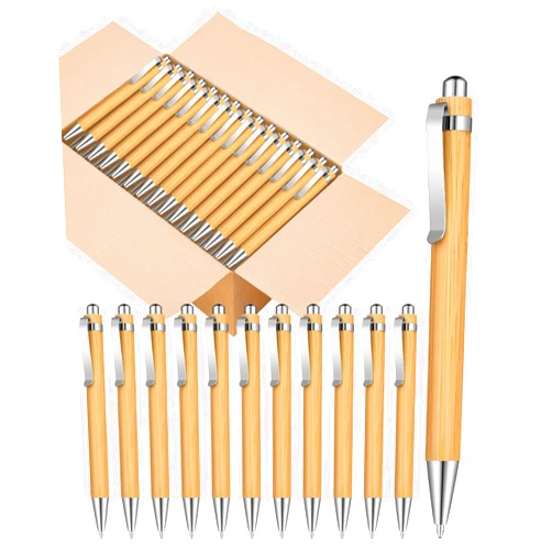 Lyforx Bamboo Pens Bulk Wooden Bamboo Pens Engraving Wooden Ballpoint Pen Customizable Gift Pen Bulk 50pcs