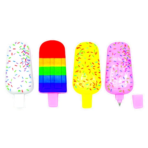 GEDDES Raymond Geddes Mini Ice Cream Pens (48 per Bag) - Unique Pens in 4 Styles with Sprinkles and Rainbow - Cute Pens for Kids