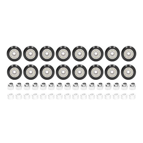 PerGar 48 PCS 3D Printer POM Pulley Wheel Set, Low Friction Precise Steel Pulley Set, Included 16 PCS Pulley Wheels 16 PCS Eccentric Spacer 16 PCS Round Column for 3D Printers (Black