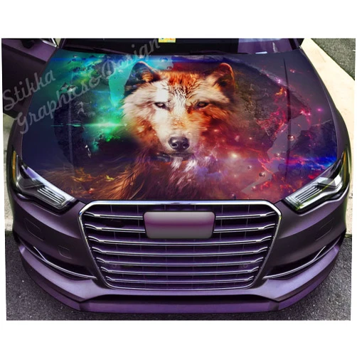 Stikka Vinyl Car Hood Wrap Full Color Graphics Decal Wolf Abstraction Sticker 59
