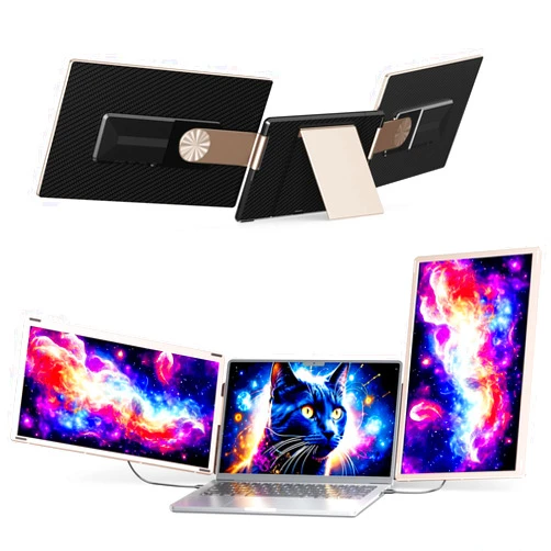 Laptomo S6 Laptop Screen Extender Monitor Portable, 15.6'' Dual Screen Monitor for Laptop Plug and Play, FHD 1080P IPS Multi Triple Monitor for 13''-17'' Laptops Compatible with Mac/Wins/Android/Dex