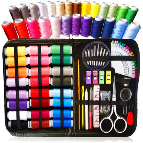 ARTIKA Sewing Kit for Adults and Kids - Small Beginner Set w/Multicolor Thread, Needles, Scissors, Thimble & Clips - Emergency Repair and Travel Kits - Sewing Accessories and Supplies