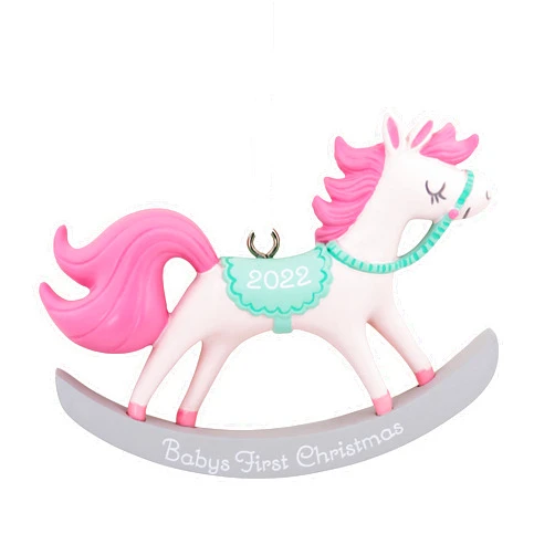 Hallmark Baby Girl's First Christmas Rocking Horse 2022 Christmas Ornament (0001HGO3081)