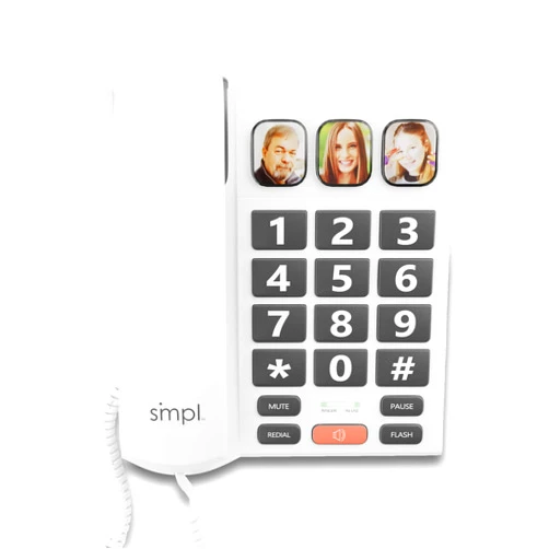 SMPL Senior Photo Big Button Landline Phone, one-Touch Dialing, Large Buttons, Flashing, Perfect for Seniors, Alzheimers, Dementia #56020