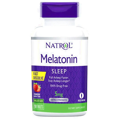 Natrol Melatonin Fast Dissolve Tablets, Helps You Fall Asleep Faster, Stay Asleep Longer, Easy to Take, Dissolves in Mouth, Faster Absorption, Strawberry Flavor, 5mg, 150Count 150 Count (Pack of 1)