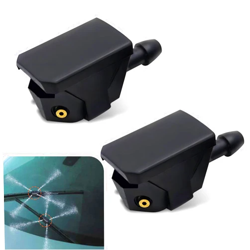 Getfay Pack-2 Car Wiper Sprayer, 8MM 9MM 4Way Universal Vehicle Front Windshield Washer Nozzle, Waterproof Durable Metal Arm Mounted Automotive Nozzle Sprinkler Replacements (Black)