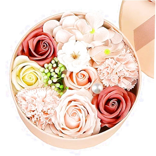 Giga Gud Luxury Beautiful Flora Scented Roses/Carnation Flower Bath Soap with Stem, Flower Soap in Gift Box, Gift for Birthday/Valentine's Day/Mother's Day (Pink)