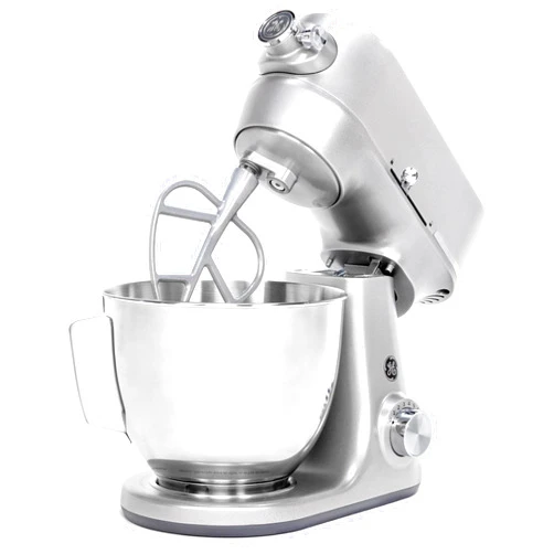 GE Tilt-Head Electric Stand Mixer | 7-Speed, 350-Watt Motor | Includes 5.3-Quart Bowl, Flat Beater, Dough Hook, Wire Whisk & Pouring Shield | Countertop Kitchen Essentials | Granite Gray