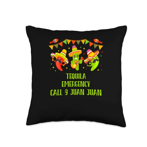 Witty Margarita Cinco De Mayo Mexican Tequila Emergency Call 9 Juan Juan Funny Cocktail Humor Throw Pillow
