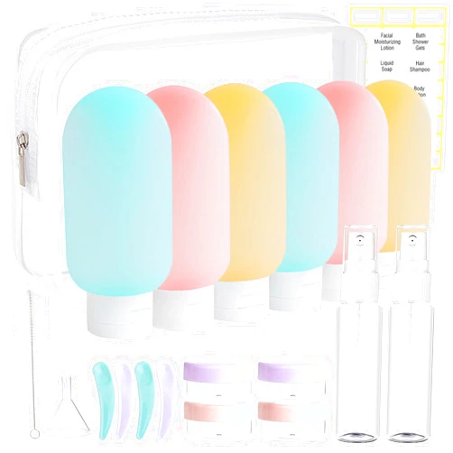 DEWSENSI 20 Pack Travel Bottles Set for Toiletries, TSA Approved Leak Proof Travel Size Containers Kit Portable Refillable Travel Accessories for Shampoo Conditioner Lotion Liquids (Multicolor B)