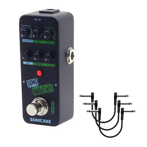 SONICAKE Delay Reverb Pedal with 3 Pack 6 Inch Patch Cable