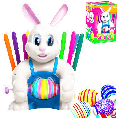 JOYIN Motorized Easter Egg Decorator Kit, Easter Busy Bunny Egg Spinner Whirler Decorating Machine with 10 Non-Toxic Markers for Kids Craft Activities